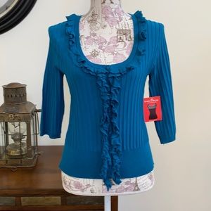 NWT Cable & Gauge Silk Blend Ruffle Cardigan M